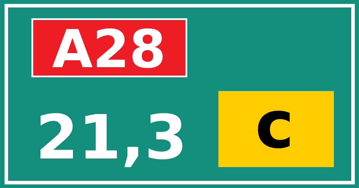 Hectometerbord A28 21,3 letter c