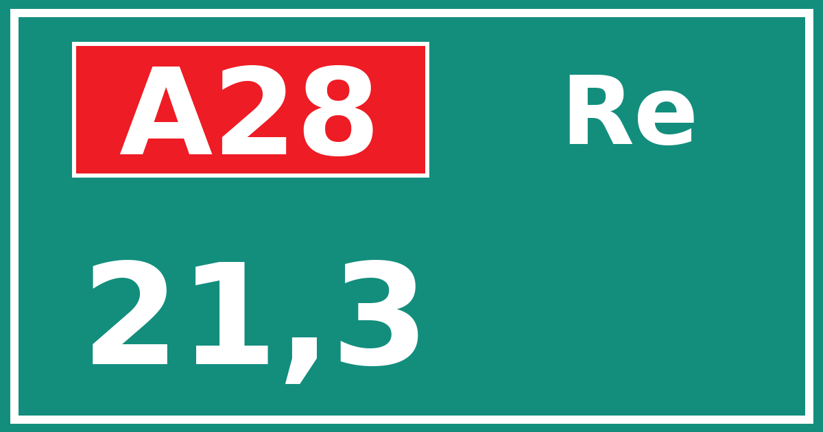 Hectometerbord A28 21,3 zijde Re