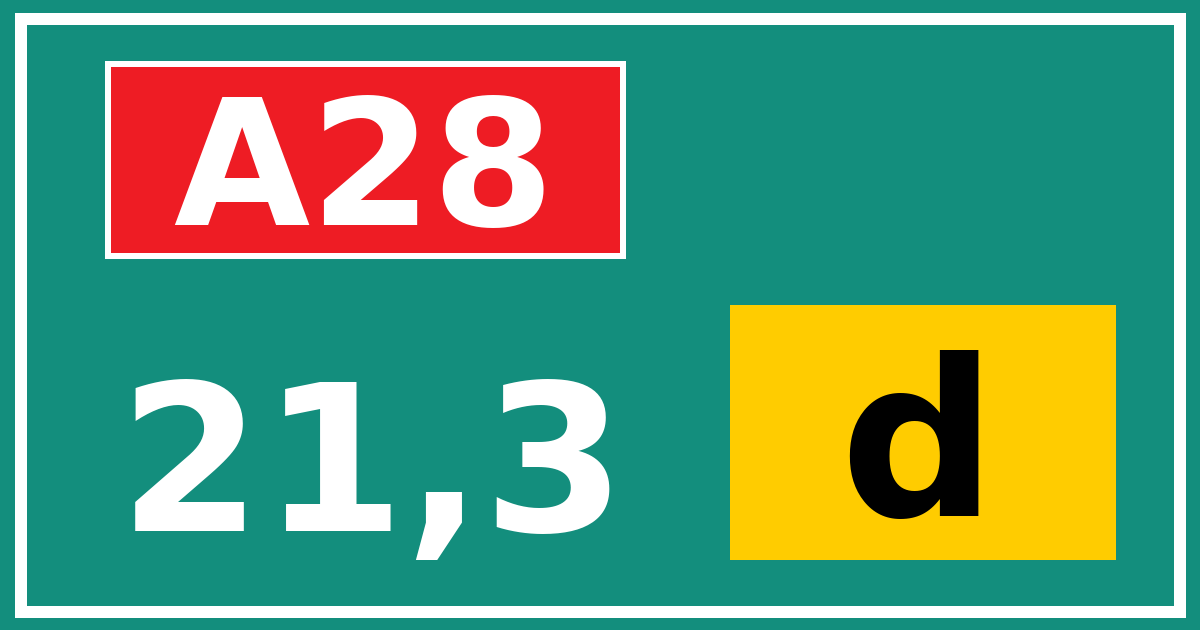 Hectometerbord A28 21,3 letter d