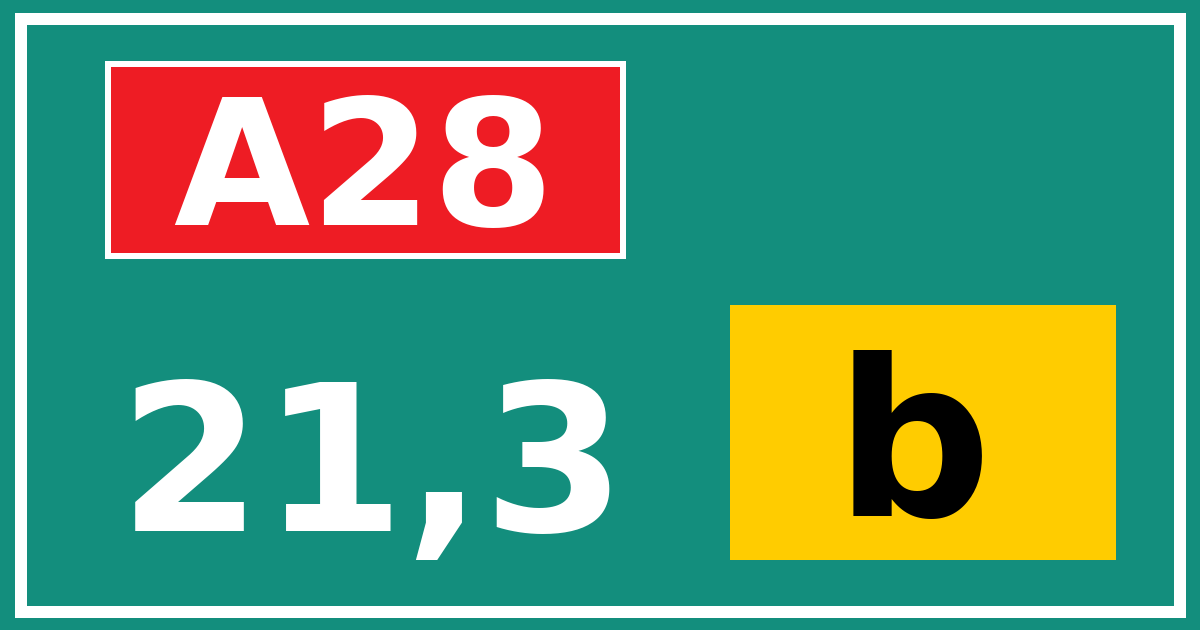 Hectometerbord A28 21,3 letter b