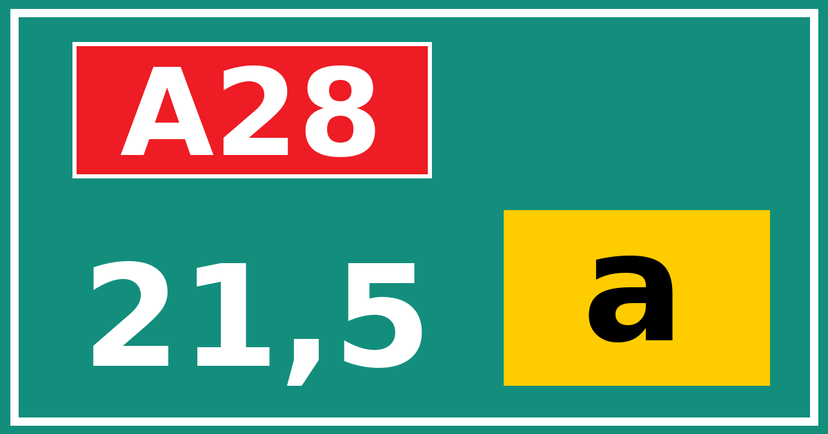 Hectometerbord A28 21,5 letter a