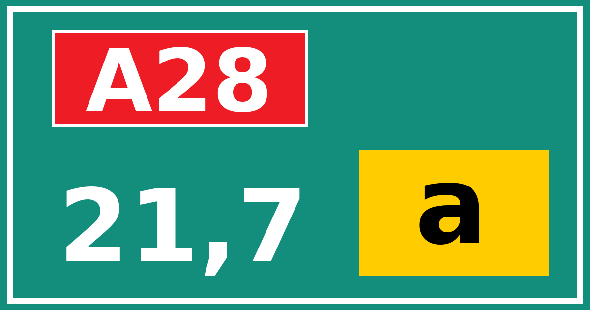 Hectometerbord A28 21,7 letter a