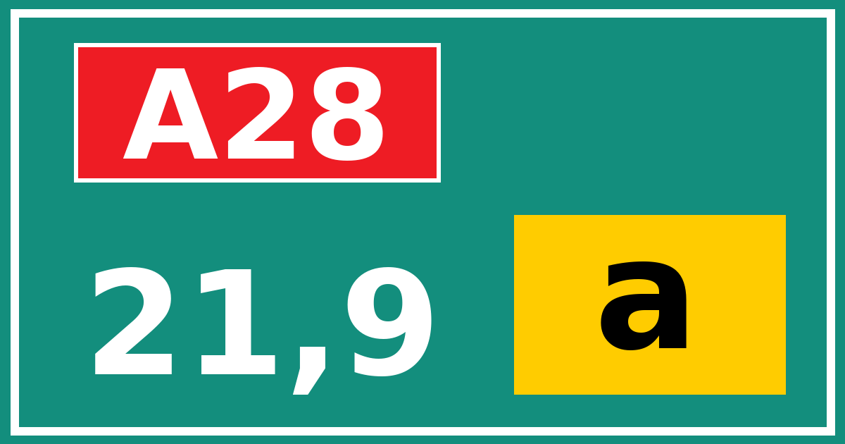Hectometerbord A28 21,9 letter a