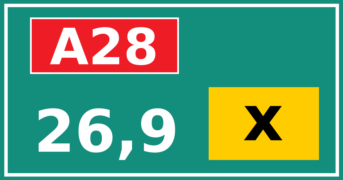 Hectometerbord A28 26,9 letter x
