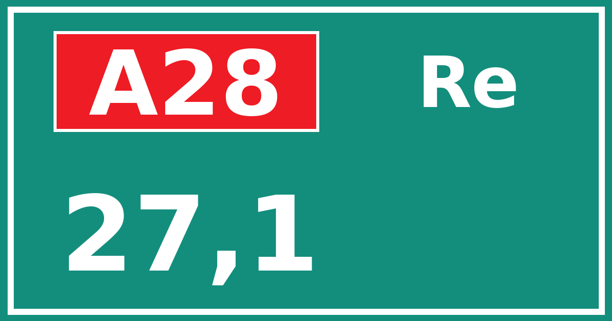 Hectometerbord A28 27,1 zijde Re