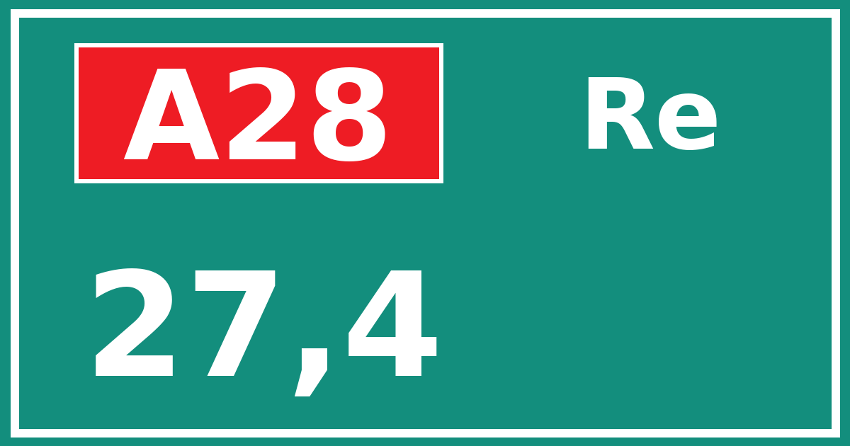 Hectometerbord A28 27,4 zijde Re
