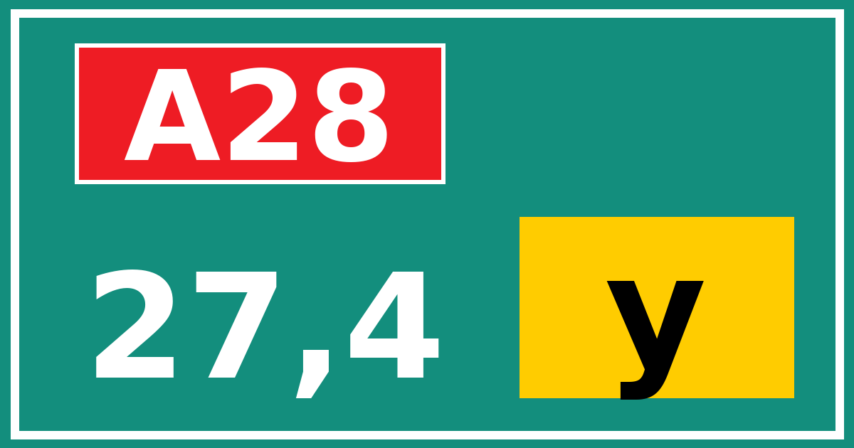 Hectometerbord A28 27,4 letter y
