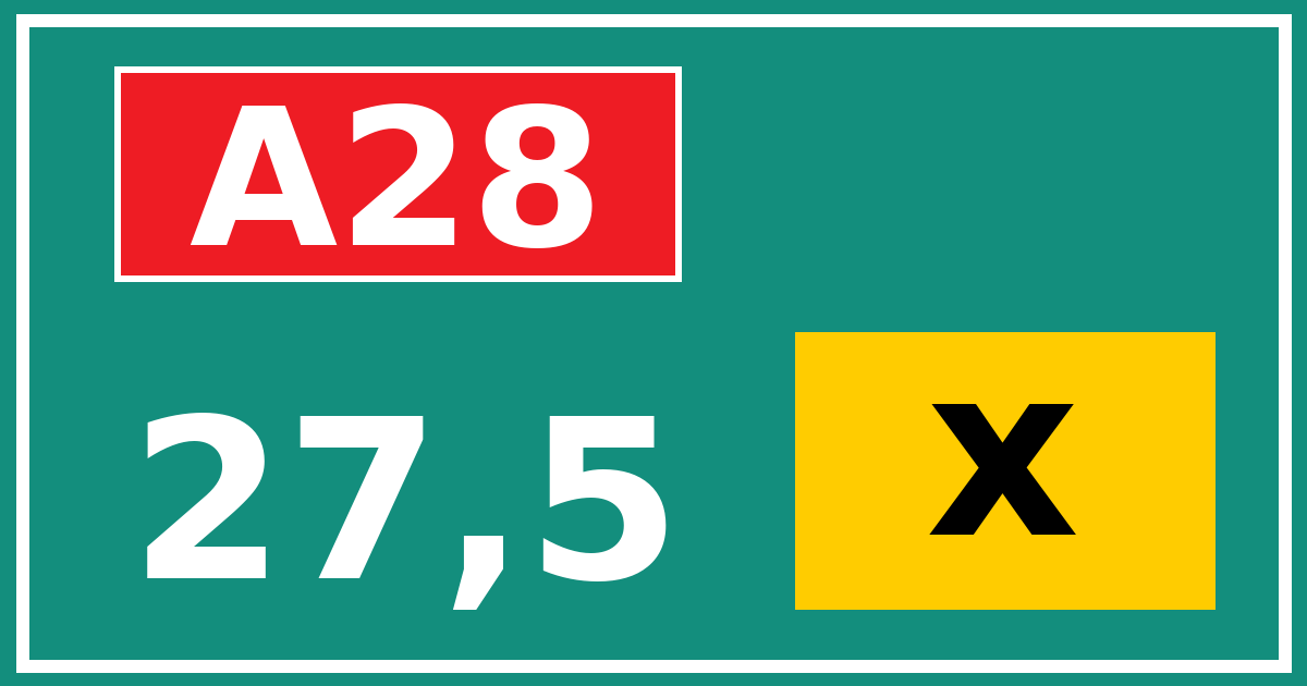 Hectometerbord A28 27,5 letter x