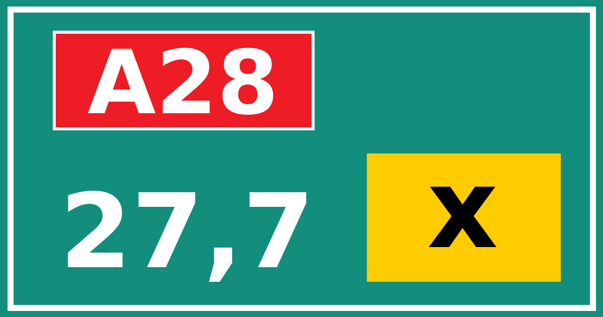 Hectometerbord A28 27,7 letter x