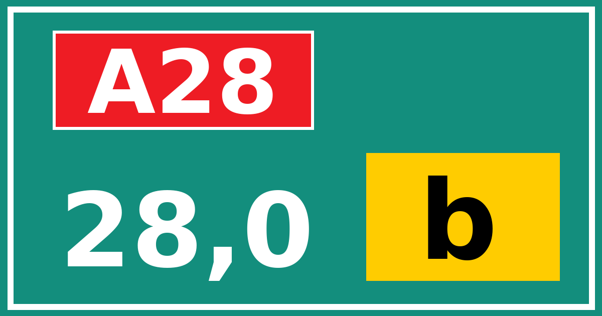 Hectometerbord A28 28,0 letter b