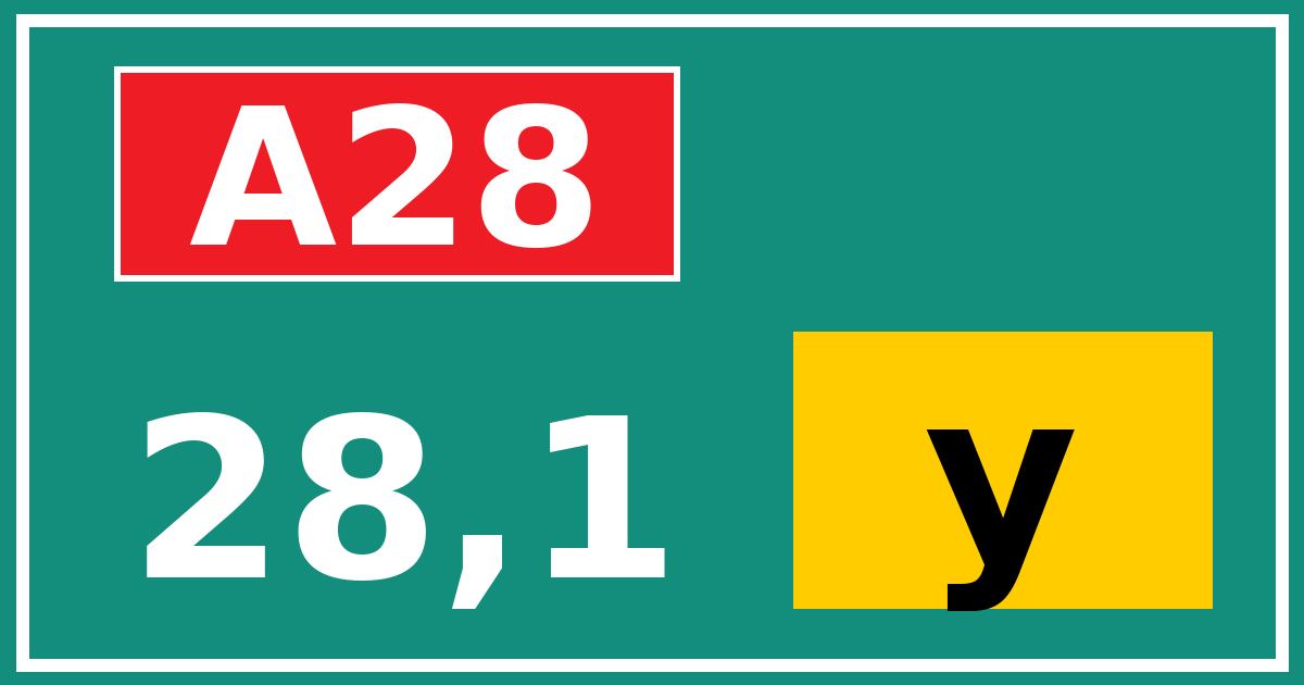 Hectometerbord A28 28,1 letter y