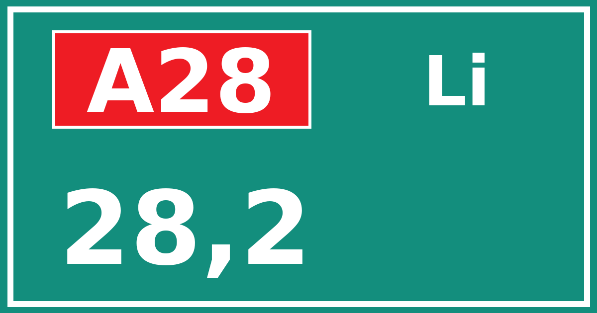 Hectometerbord A28 28,2 zijde Li
