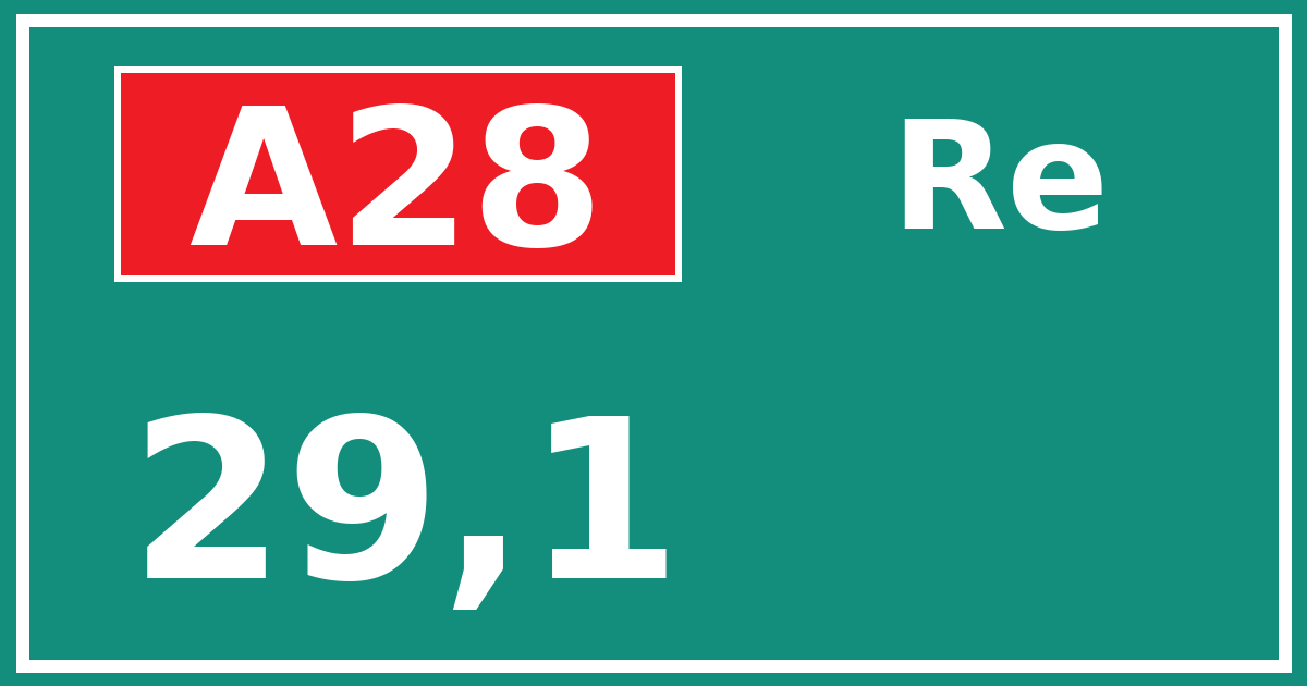 Hectometerbord A28 29,1 zijde Re