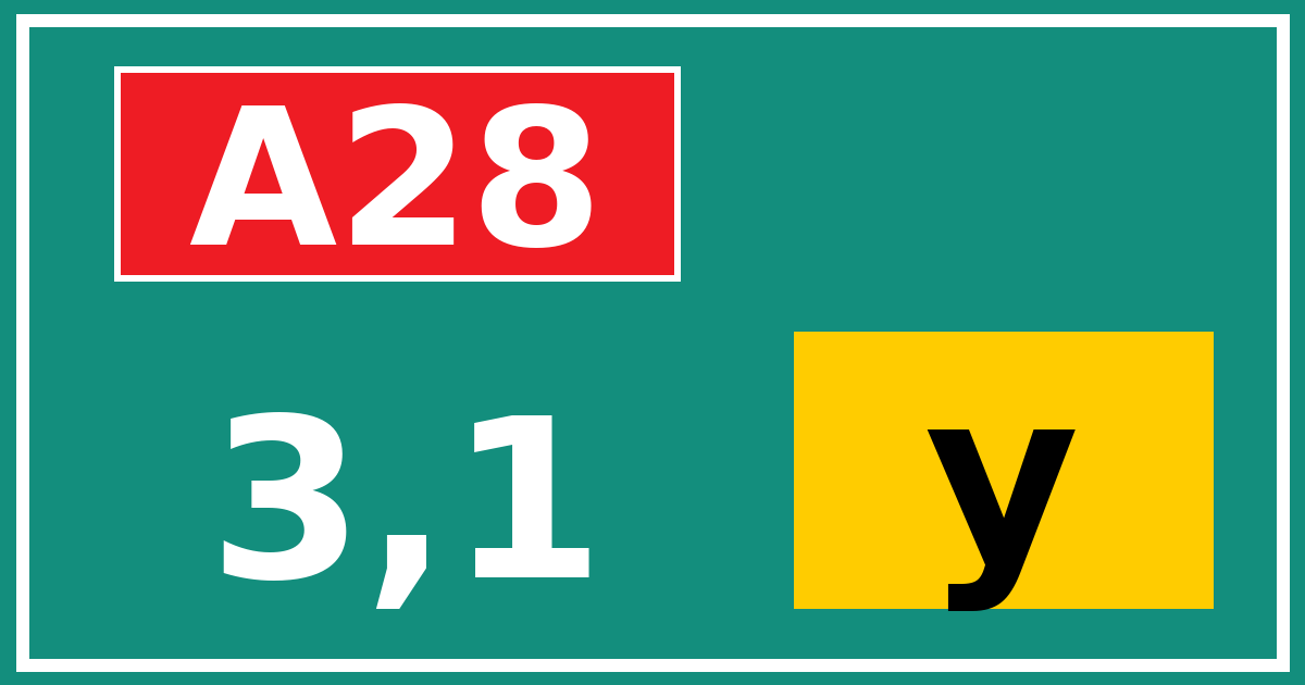 Hectometerbord A28 3,1 letter y