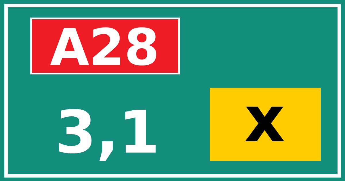 Hectometerbord A28 3,1 letter x