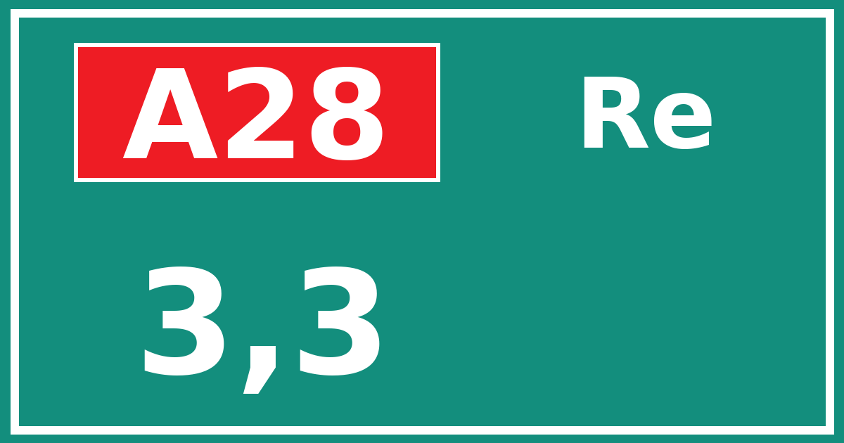 Hectometerbord A28 3,3 zijde Re