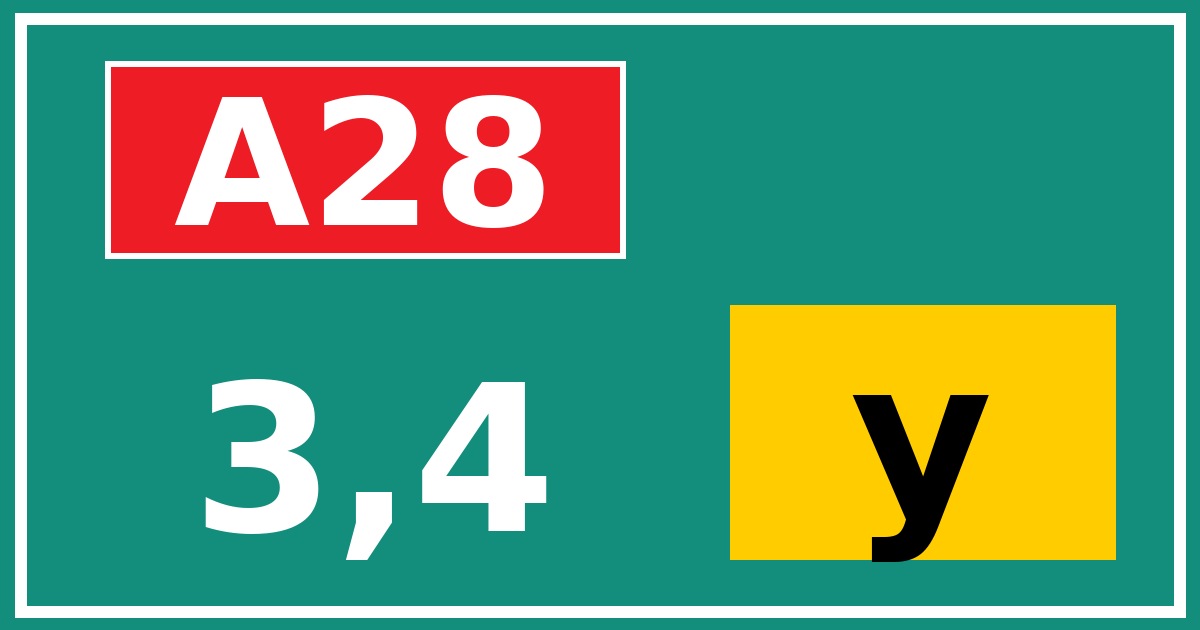 Hectometerbord A28 3,4 letter y