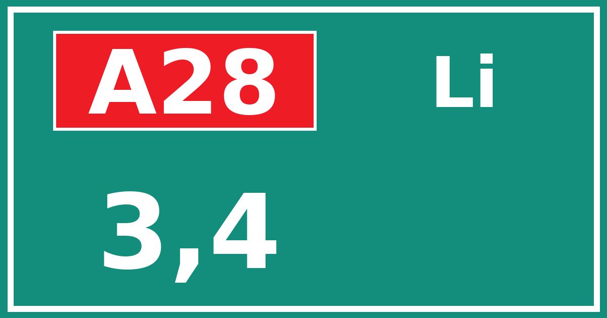 Hectometerbord A28 3,4 zijde Li