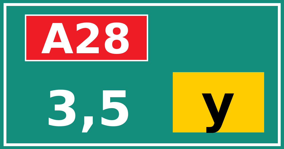 Hectometerbord A28 3,5 letter y
