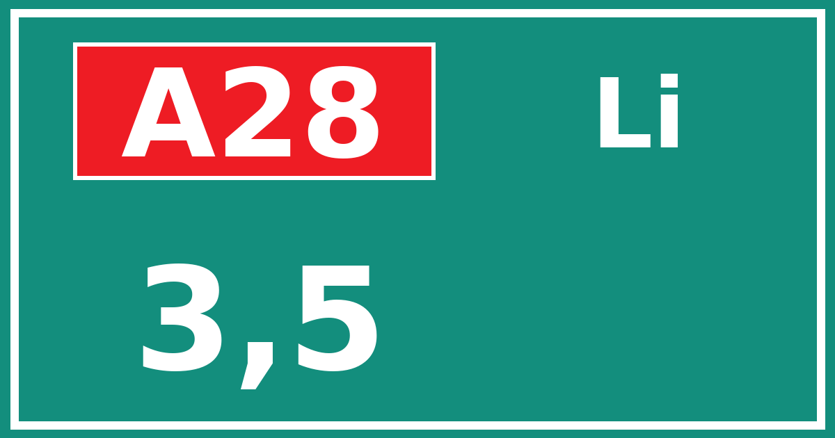 Hectometerbord A28 3,5 zijde Li