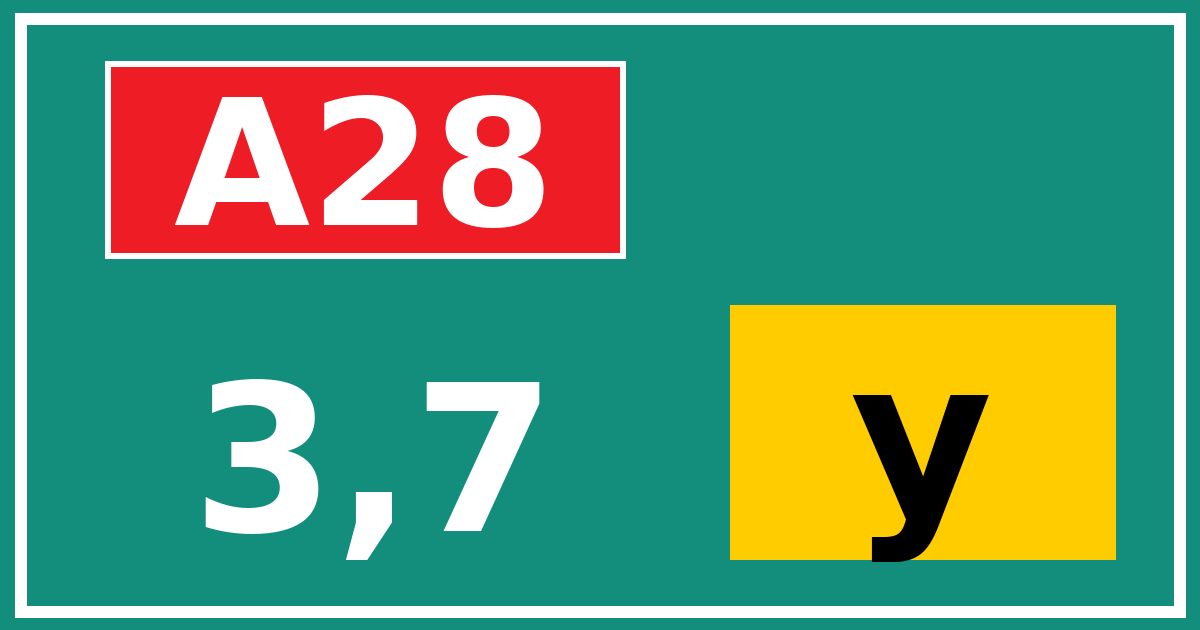 Hectometerbord A28 3,7 letter y