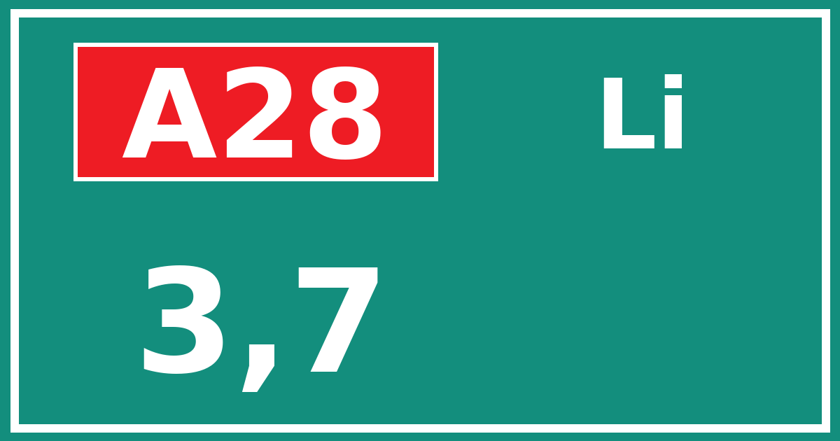 Hectometerbord A28 3,7 zijde Li