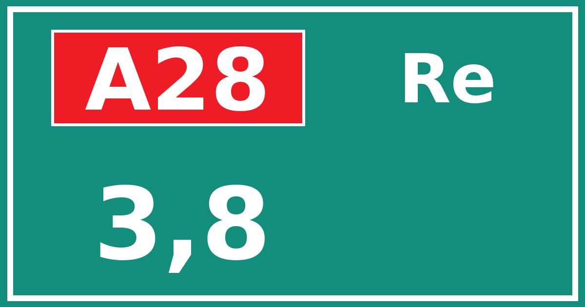 Hectometerbord A28 3,8 zijde Re
