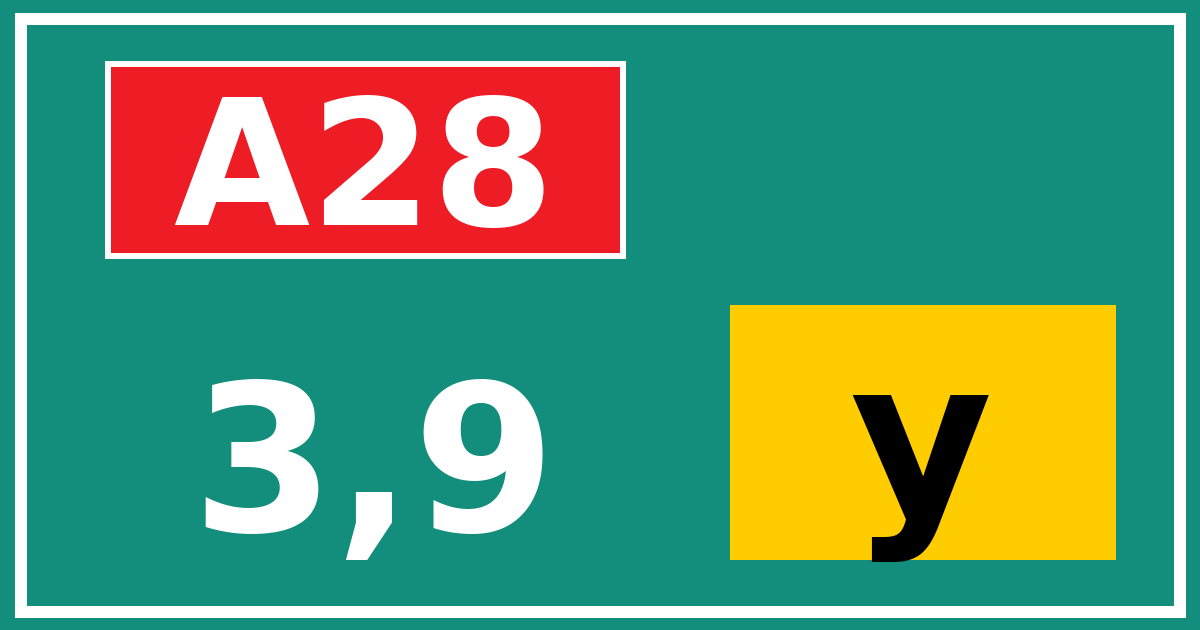 Hectometerbord A28 3,9 letter y
