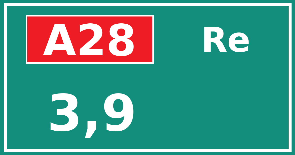 Hectometerbord A28 3,9 zijde Re