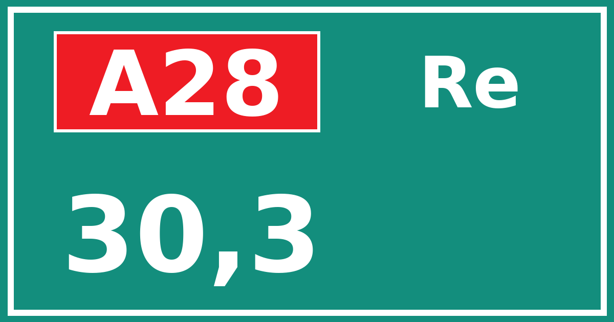 Hectometerbord A28 30,3 zijde Re
