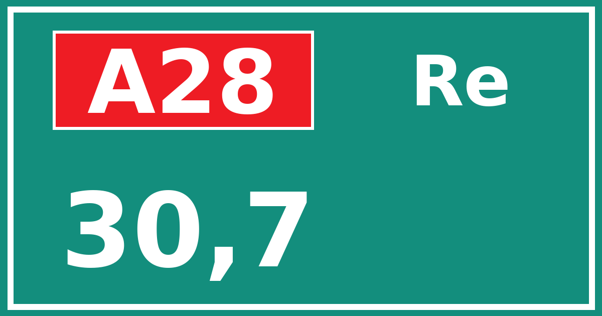 Hectometerbord A28 30,7 zijde Re