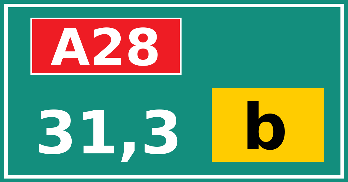 Hectometerbord A28 31,3 letter b