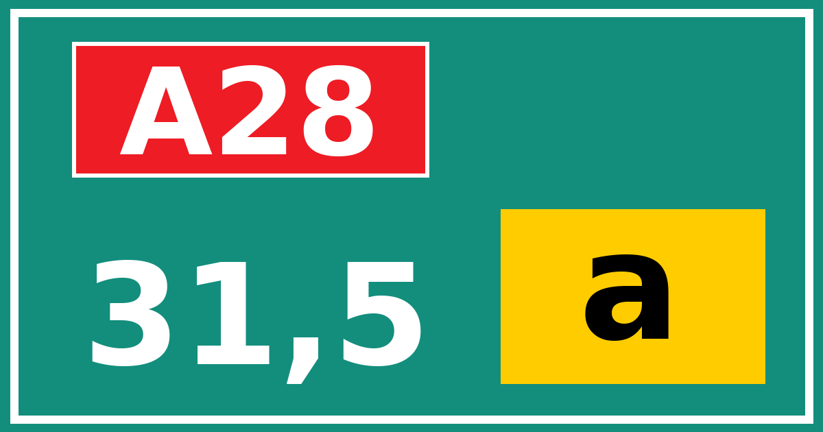 Hectometerbord A28 31,5 letter a