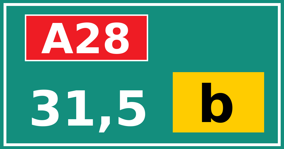Hectometerbord A28 31,5 letter b