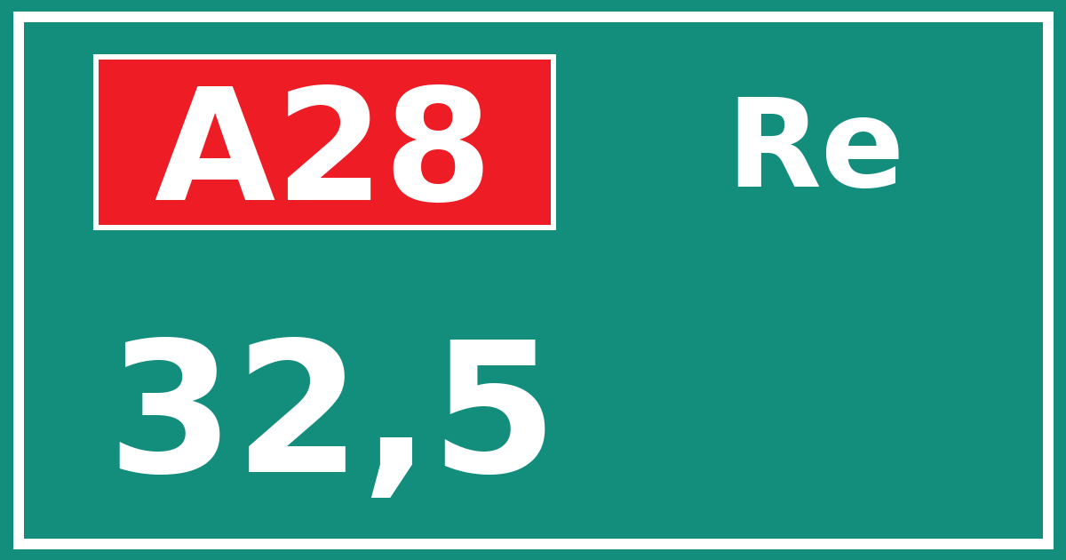 Hectometerbord A28 32,5 zijde Re