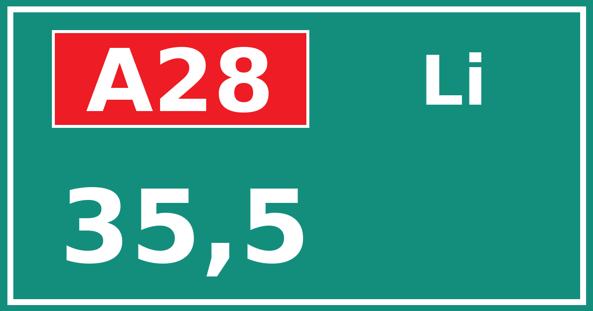 Hectometerbord A28 35,5 zijde Li