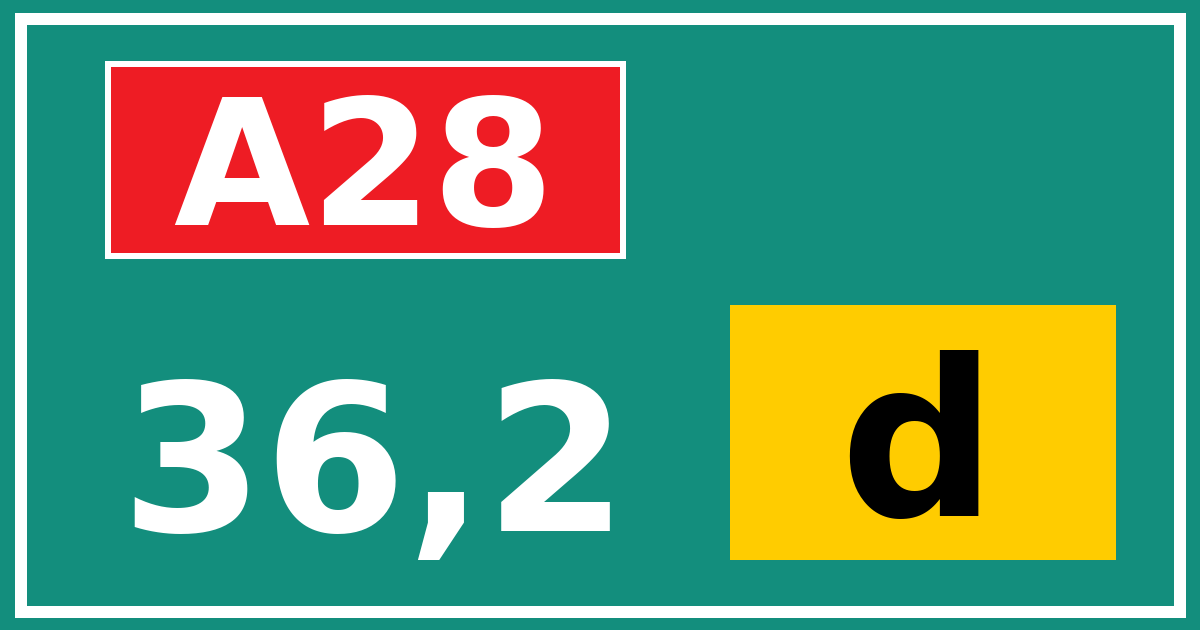 Hectometerbord A28 36,2 letter d