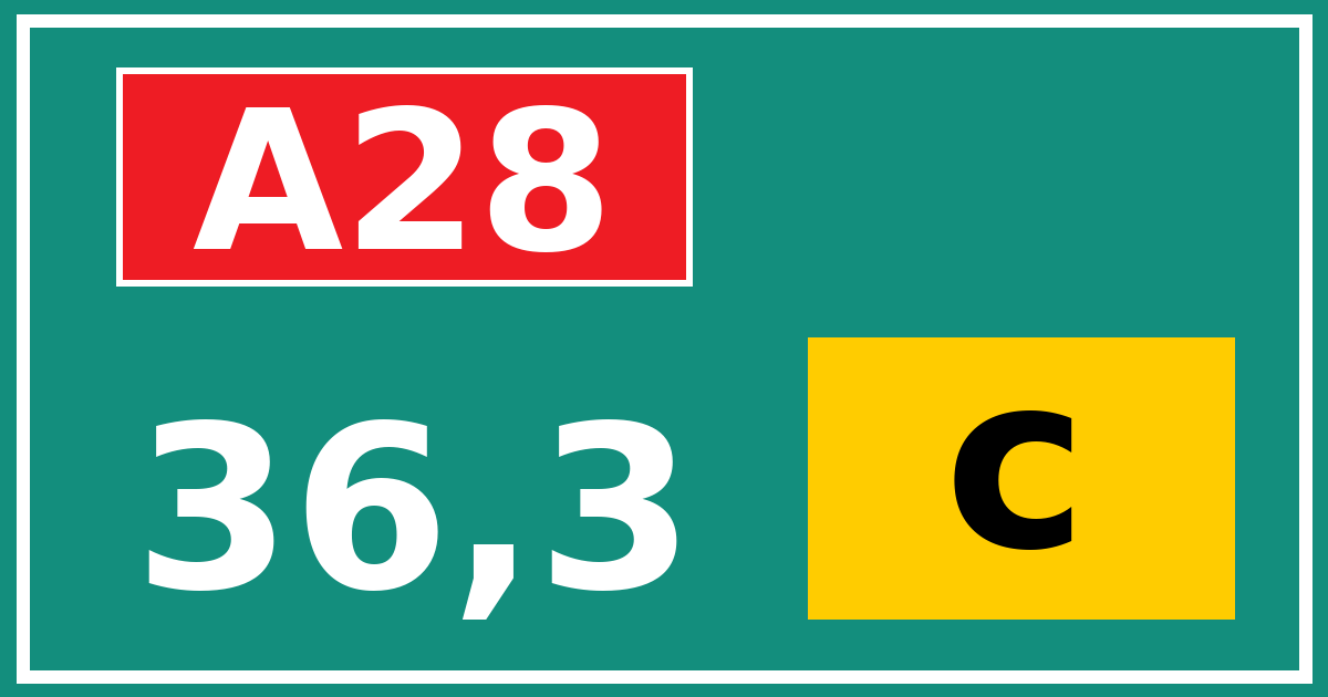 Hectometerbord A28 36,3 letter c