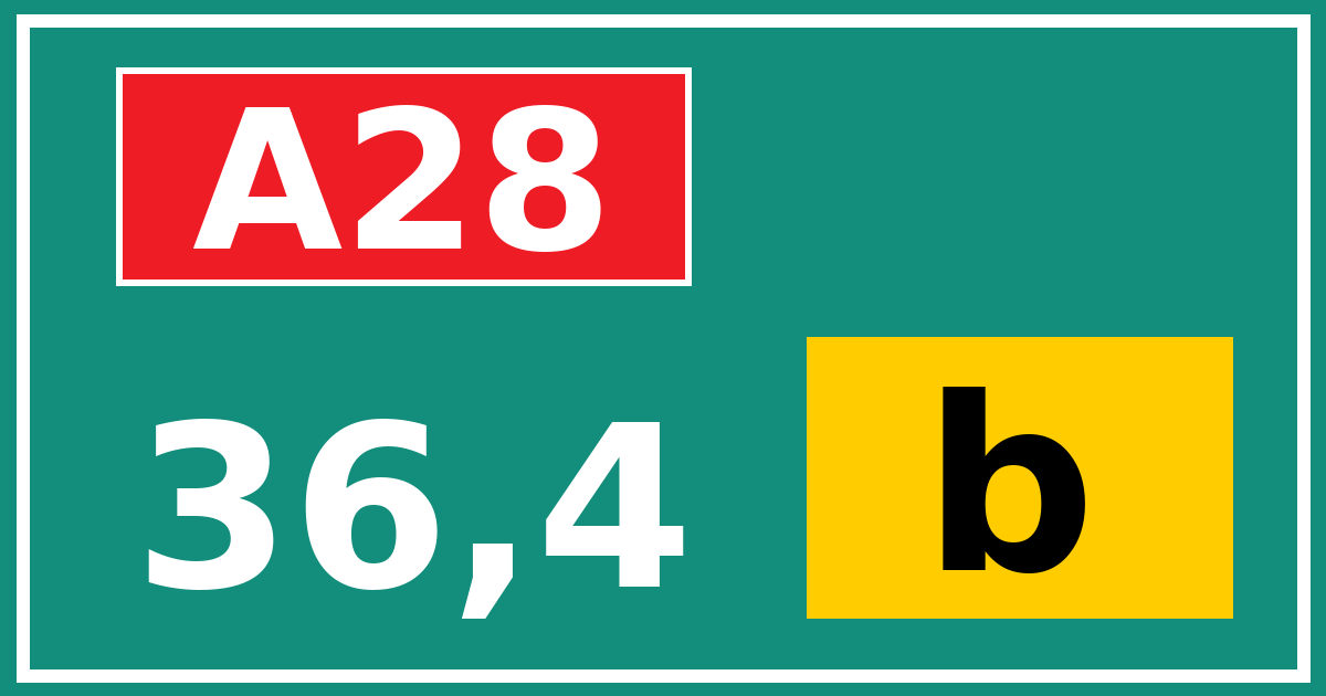 Hectometerbord A28 36,4 letter b