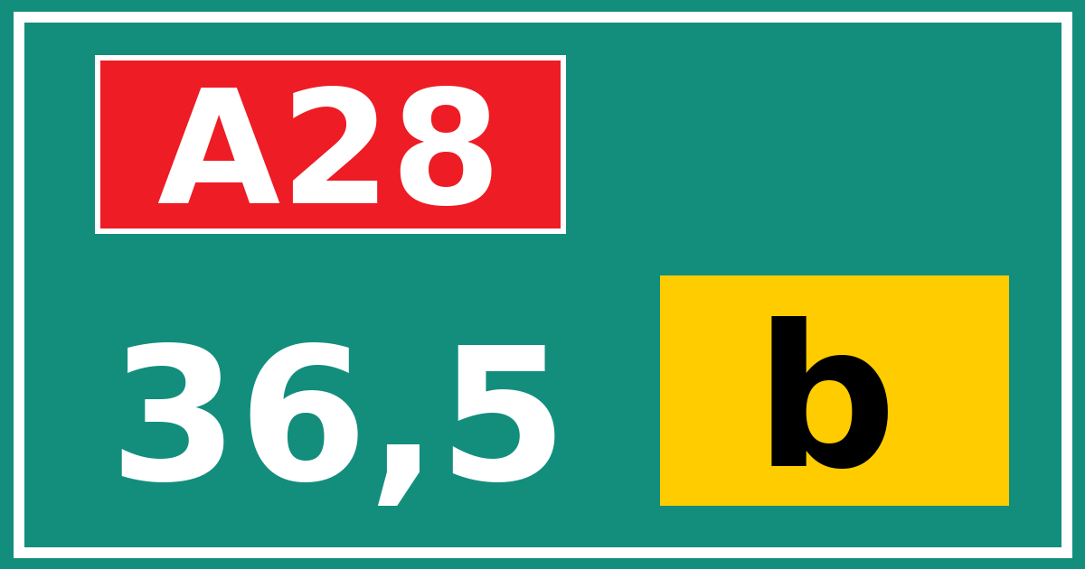 Hectometerbord A28 36,5 letter b