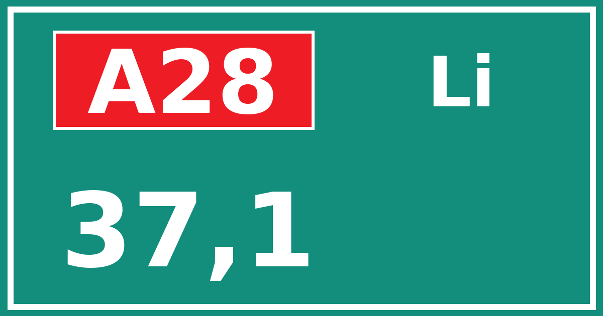 Hectometerbord A28 37,1 zijde Li