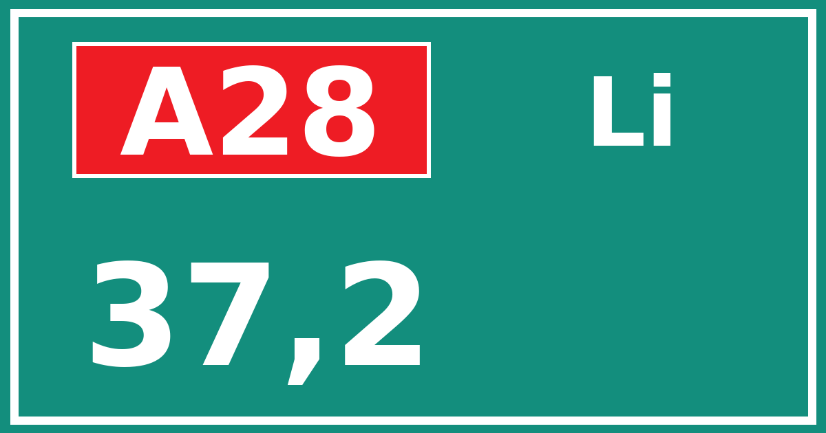 Hectometerbord A28 37,2 zijde Li