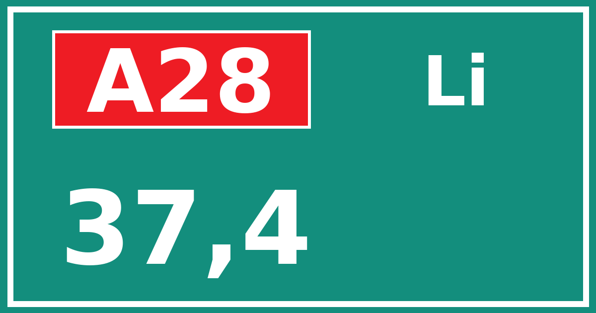 Hectometerbord A28 37,4 zijde Li