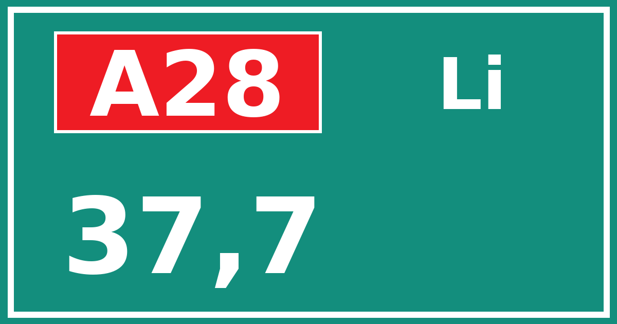 Hectometerbord A28 37,7 zijde Li