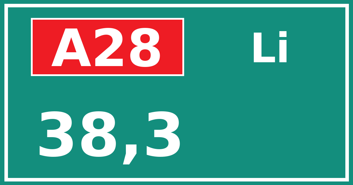 Hectometerbord A28 38,3 zijde Li