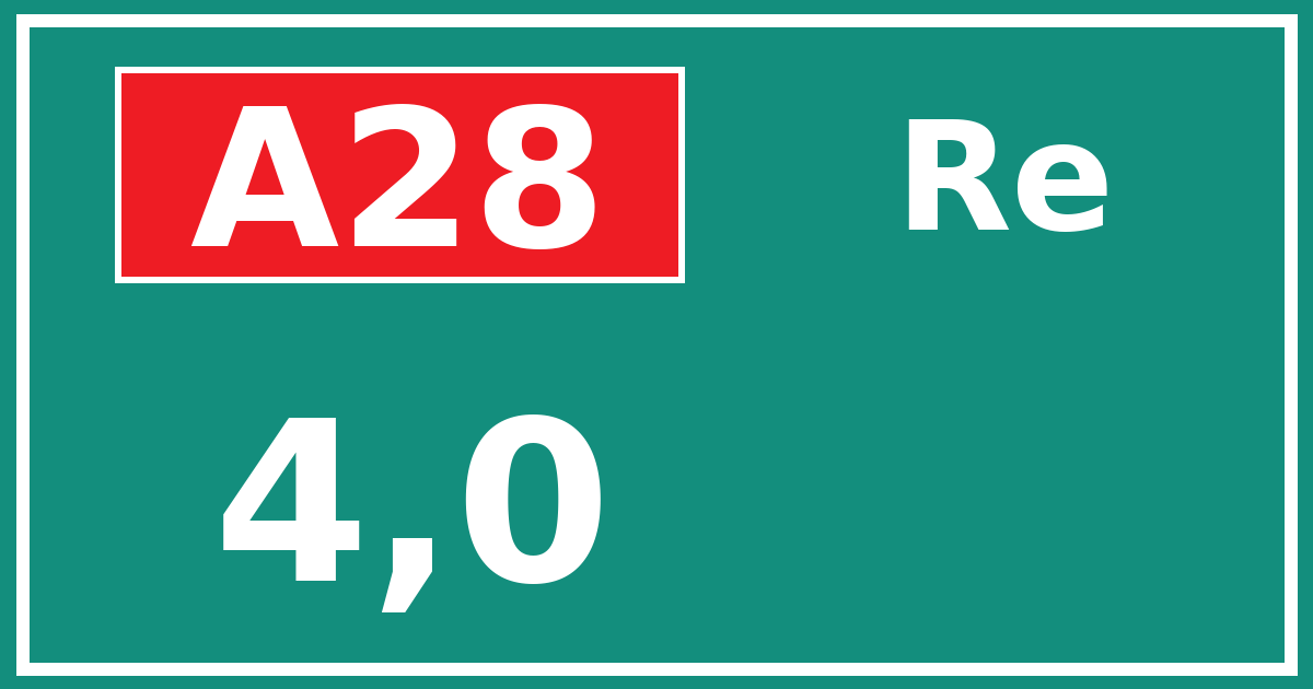 Hectometerbord A28 4,0 zijde Re