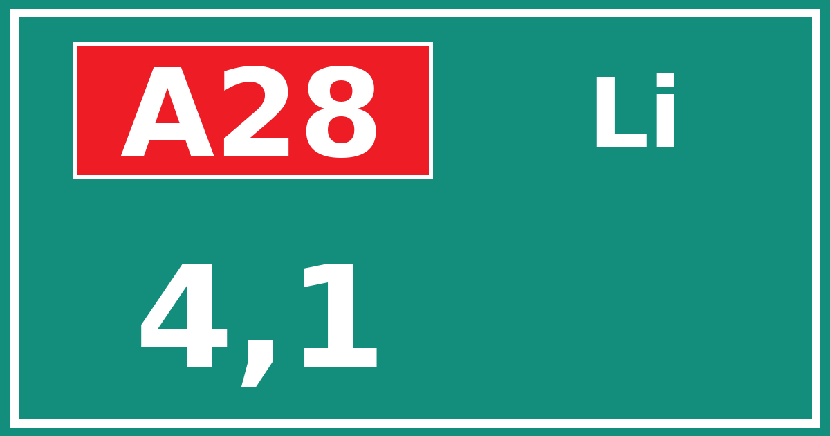 Hectometerbord A28 4,1 zijde Li