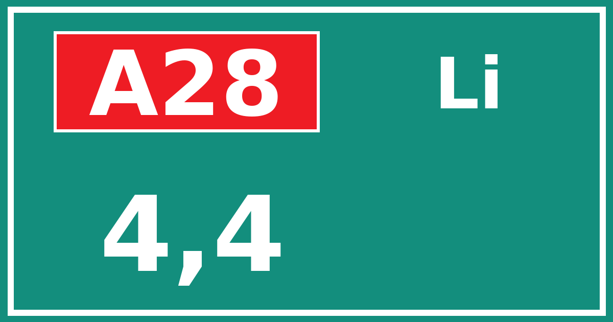 Hectometerbord A28 4,4 zijde Li