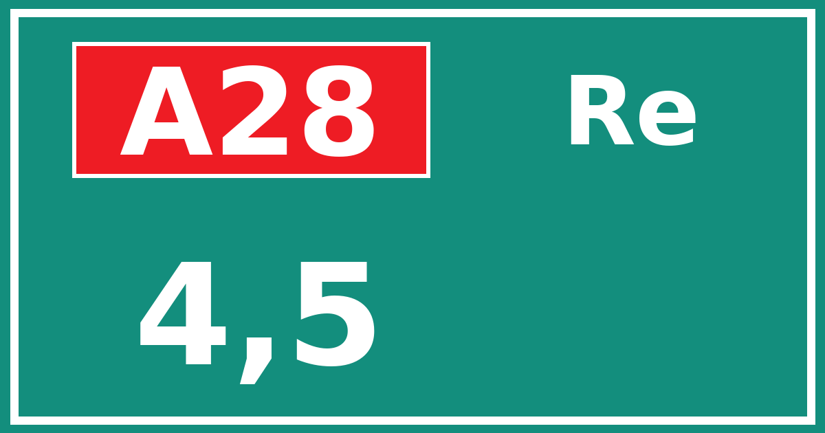 Hectometerbord A28 4,5 zijde Re