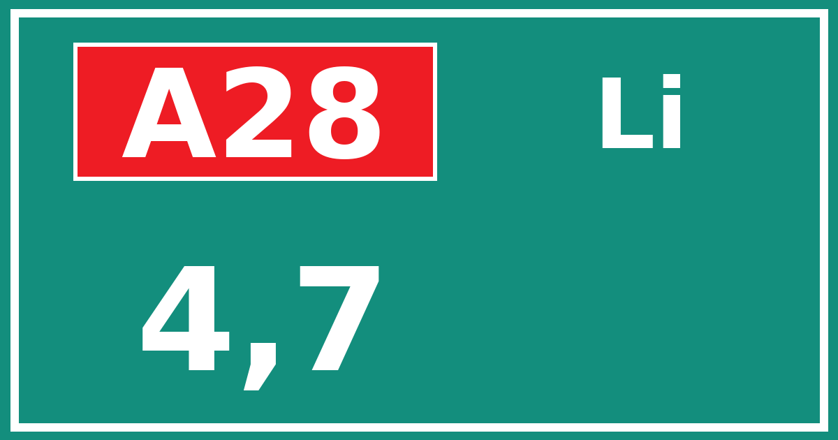 Hectometerbord A28 4,7 zijde Li